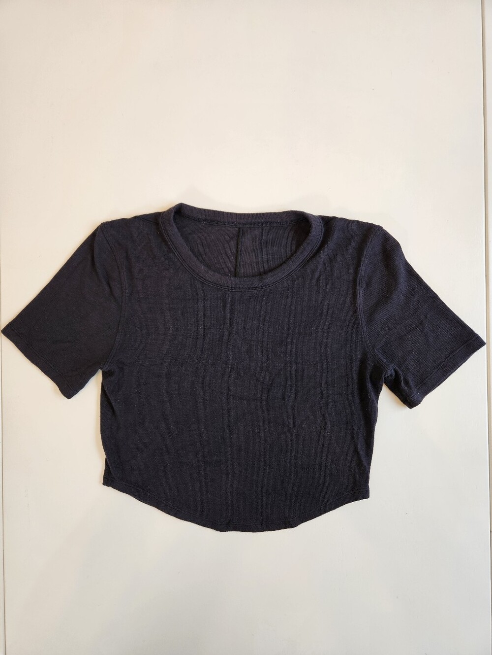 Lululemon - Black Ribbed Short-Sleeve Crop Top